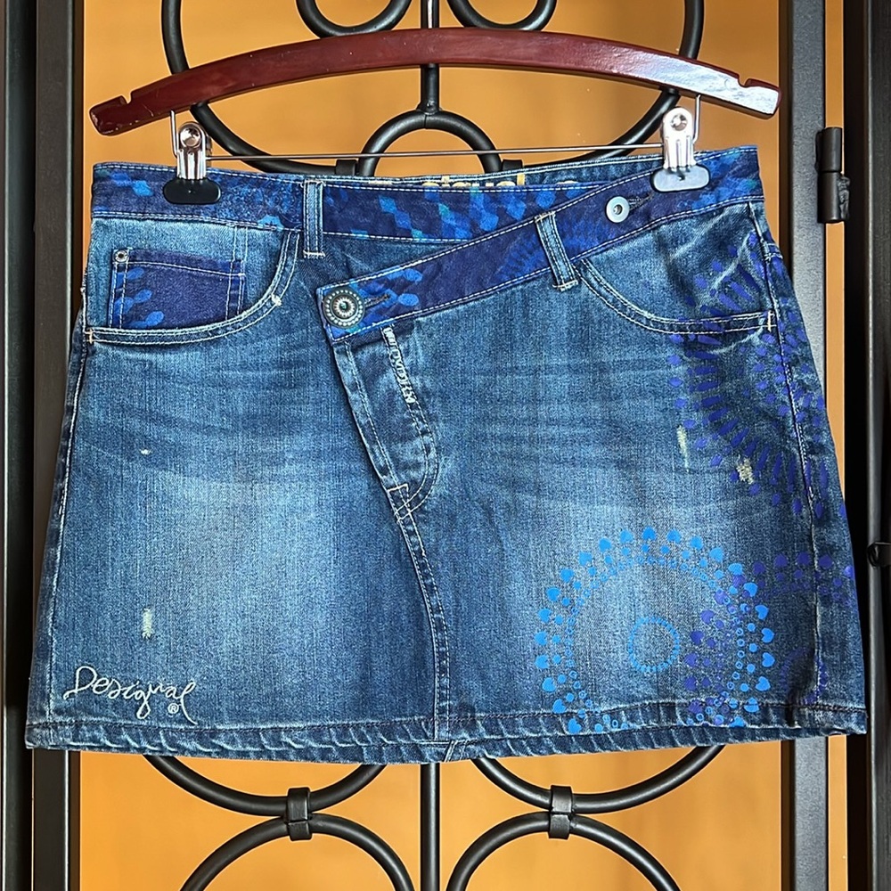 DESIGUAL “Gypsy”  Boho Print Mini Jean Skirt